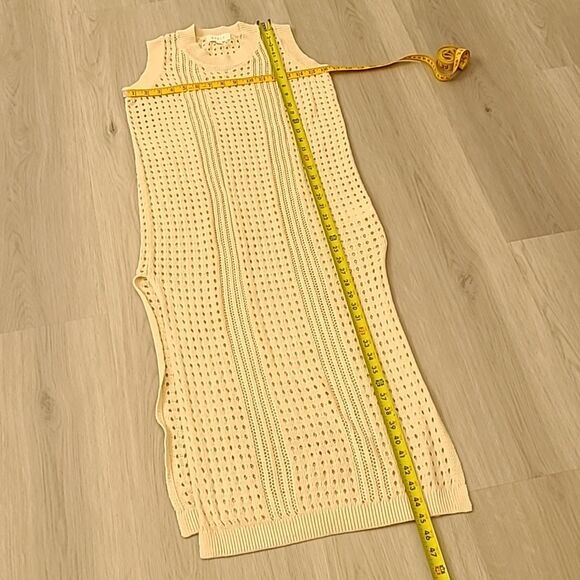Mable Cream Sleeveless Knit Bodycon Midi Dress Swim Coverup Small Crochet Sheer - Picture 3 of 5
